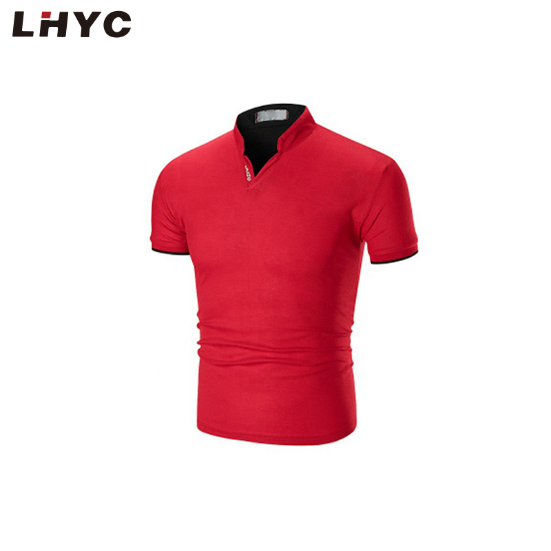 Men's Slim Solid Color Stand Collar Polo T-shirt Men Color Casual T-shirts For Men