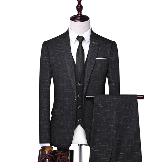 New Men'S Bright And Dark Pattern Suit One Button Men'S Lapel Suit Set Body Casual Suit