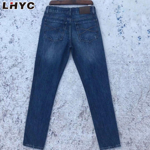 China Factory Custom Made Simple Straight Long Pants Mid Waist Skinny Men Jeans