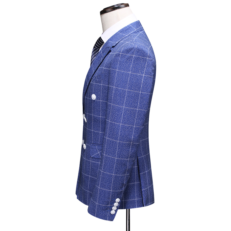 Factory direct Autumn style Curvy Chequered blue suits solid wool fabric Office