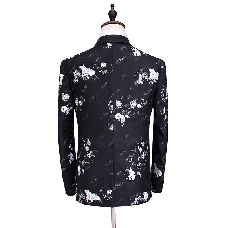New arrival fashion printed black printed suit Custom suits 